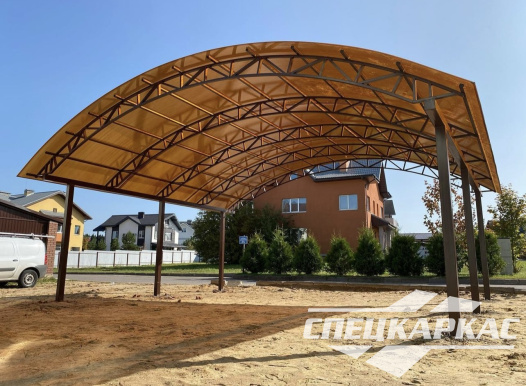 Усиленный навес из поликарбоната для двух автомобилей №88 - фото 1836