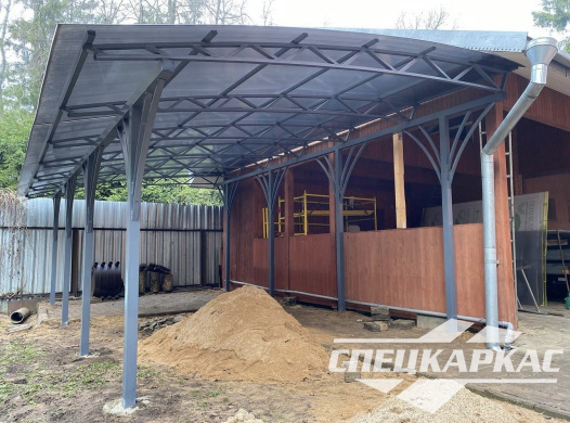 Навес из поликарбоната к дому для террасы №68 - фото 1631