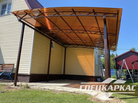 Навес из поликарбоната к дому | Навес их поликарбоната для терассы №13 - фото 1096