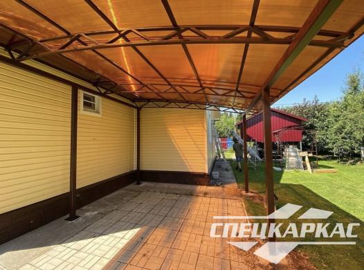 Навес из поликарбоната к дому | Навес их поликарбоната для терассы №13 - фото 1099