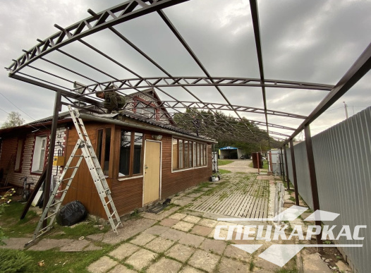 Односкатный навес из поликарбоната для автомобилей №95 - фото 1904