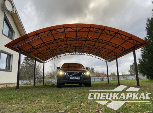 Арочный навес из поликарбоната на две машины №72 - фото 1677
