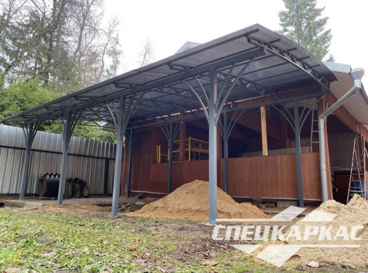 Навес из поликарбоната к дому для террасы №68 - фото 1636