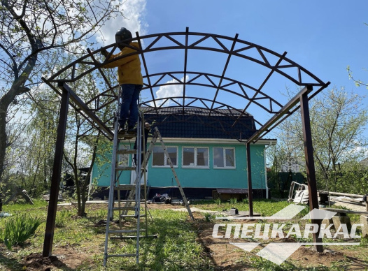 Металлический навес из поликарбоната для зоны отдыха №27 - фото 1228